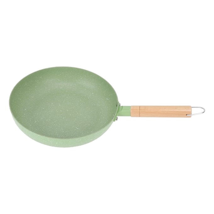 Koekenpan Eieromeletpan met Houten Handvat Hittebestendig Inductie Eierkoekenpan Snel Gelijkmatig beige