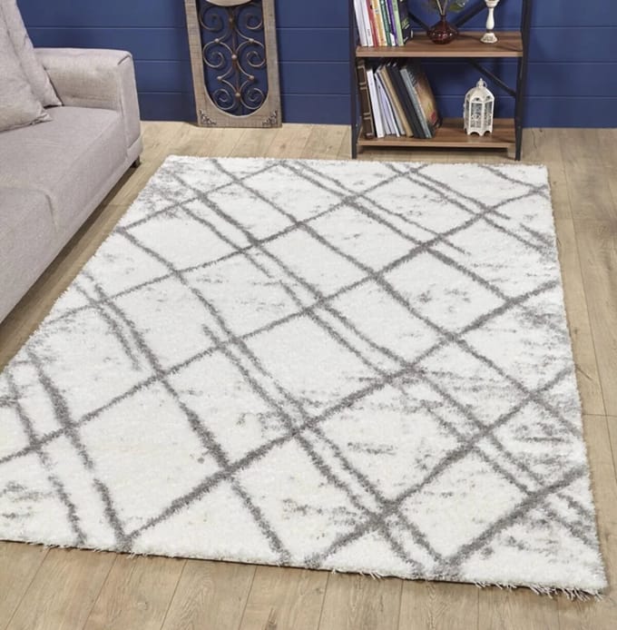 REE - Creme-Grijs - 200x290cm - Hoogpolig vloerkleed