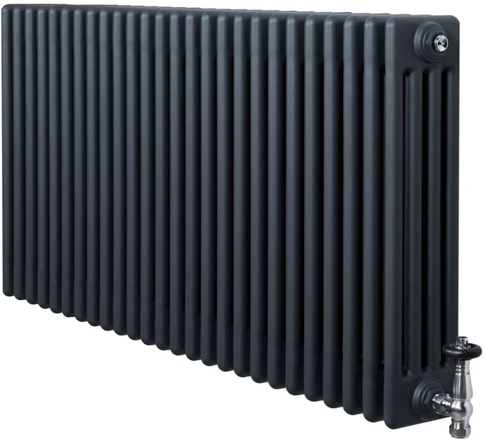 4-kolomsradiator - grijs - 600x1190 mm - thermostaatkraan