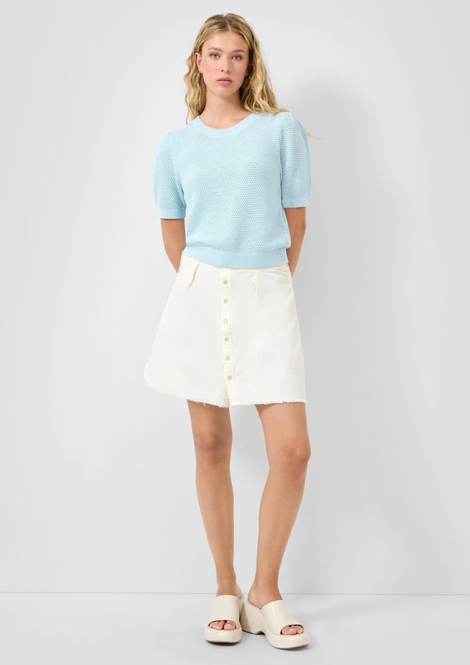 Mini Rok met Geweven Ruiten en Knopen Vrouwen QS