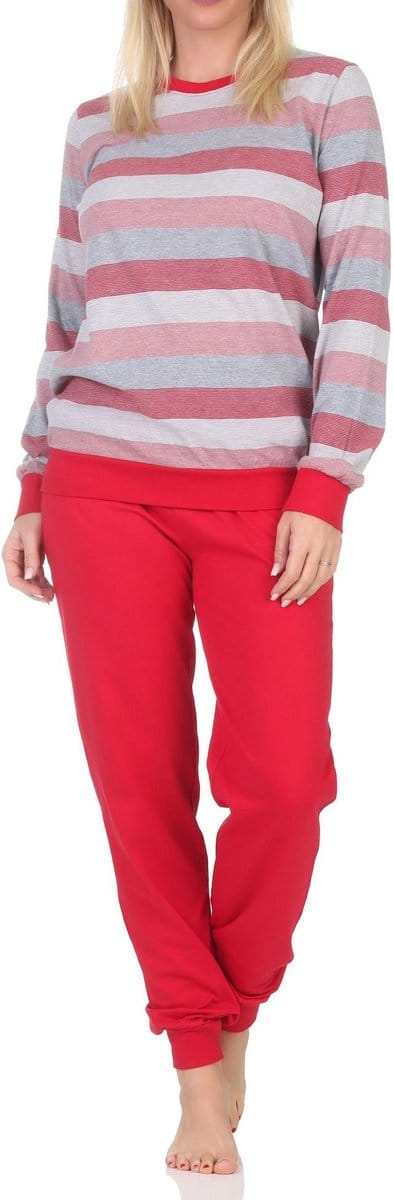 Damespyjama met manchetten Pyjama in blokstreep-look - ook in overmaten