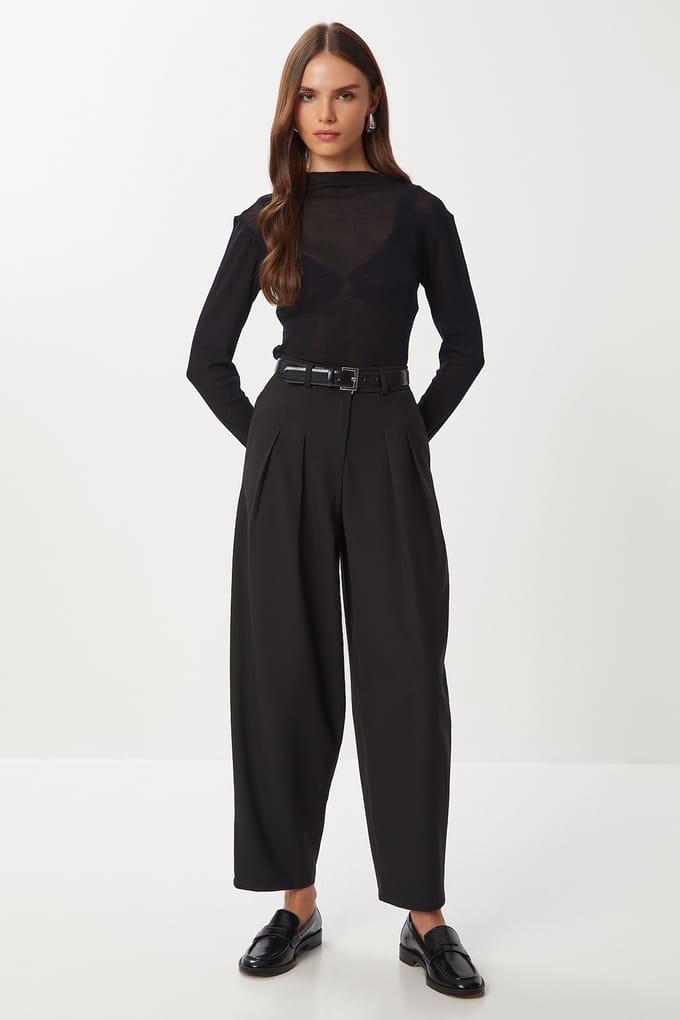 Hoge Taille Plissé Tailored Broek