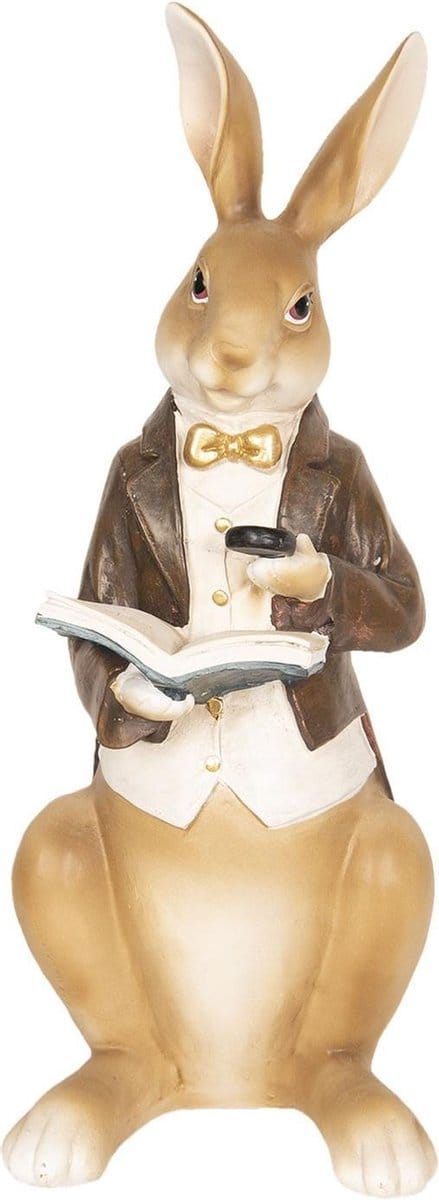 Clayre & Eef Beeld Konijn 15x13x40 cm Beige Bruin Kunststof