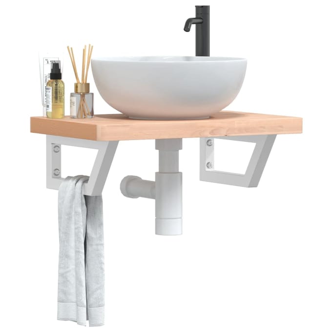 vidaXL - Badkamer - wandschap - staal - en - massief - beukenhout