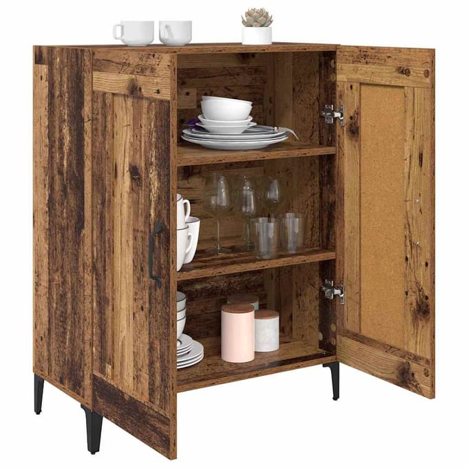 vidaXL - Dressoir - Oud - Hout - 69,5 - x - 34 - x - 90 - cm - Bewerkt - hout
