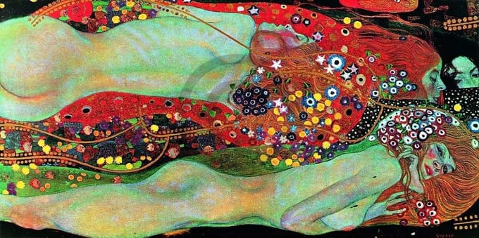 Kunstdruk Gustav Klimt - Wasserschlangen II 100x50cm