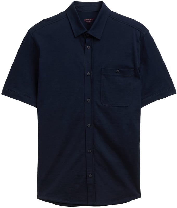 Tom Tailor - Regular fit katoenen overhemd met korte mouwen - Maat M - sky captain blue