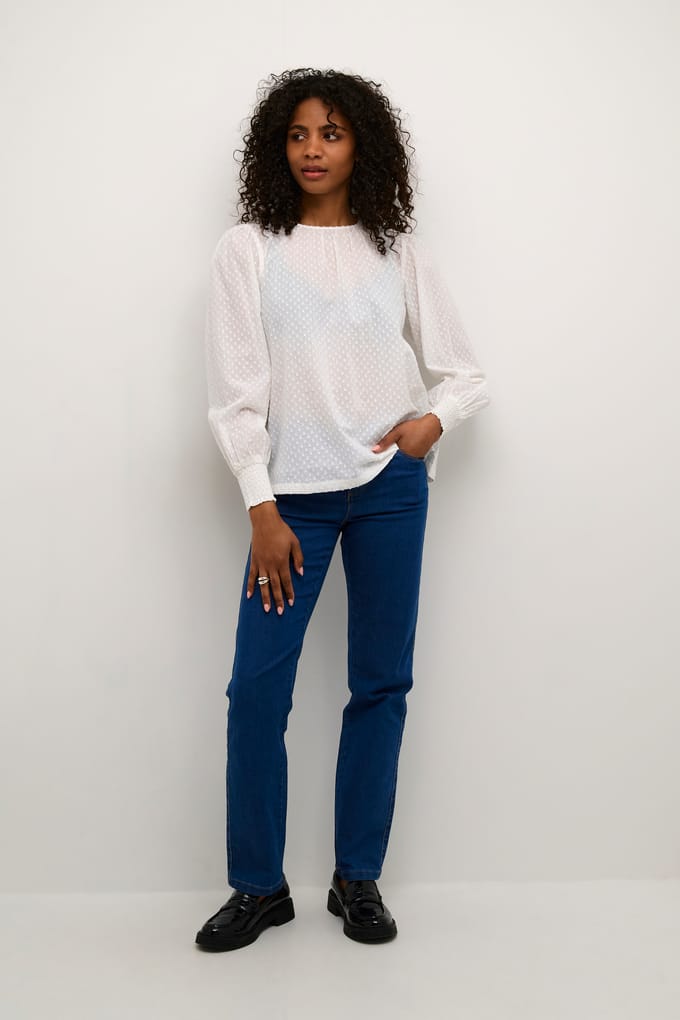Blouse met lange mouwen Regular fit Chalk white