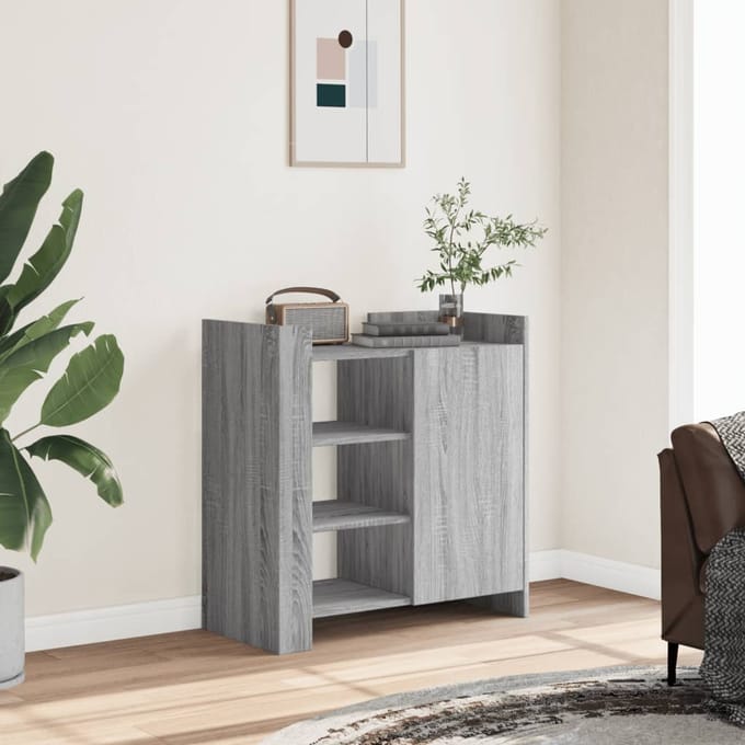 vidaXL - Dressoir - 73,5x35x75 - cm - bewerkt - hout - grijs - sonoma - eikenkleurig