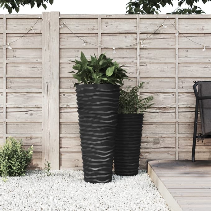 vidaXL - Plantenbak - met - uitneembare - bak - geribbeld - 18/45 - L - PP - antraciet