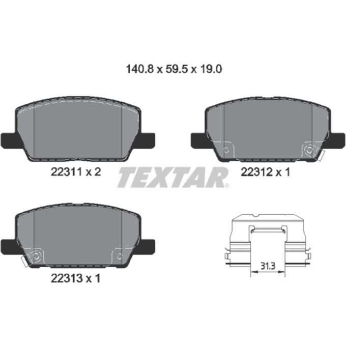 Remblokset TEXTAR 2231102, voor