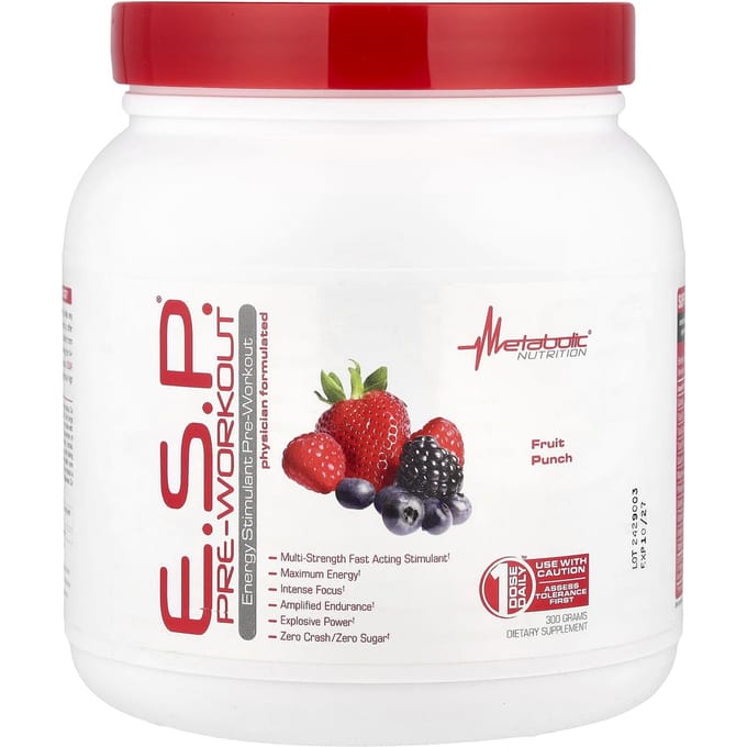 Metabolic Nutrition, ESESP Complément Pré-Entraînement, Punch aux Fruits, 300 g