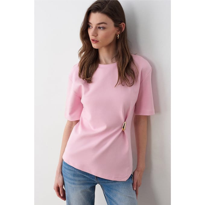 Dames T-shirt met ronde hals en korte mouwen