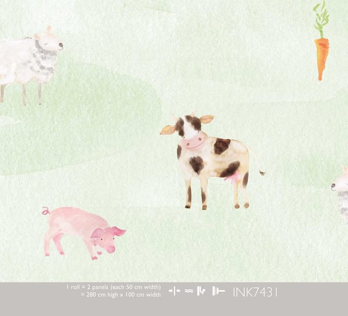 INGK - Kate & Andy - Behang - Barnyard (green)