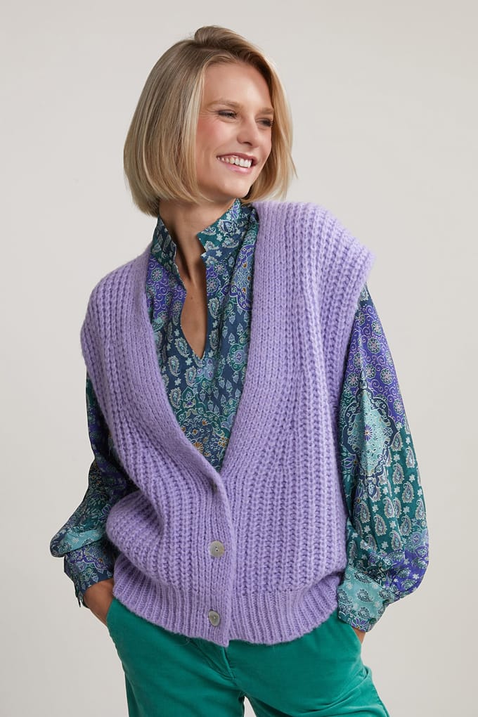 River Woods Purple Buttoned V-neck Spencer Taglia: M | Cardigan Outlet | Donna