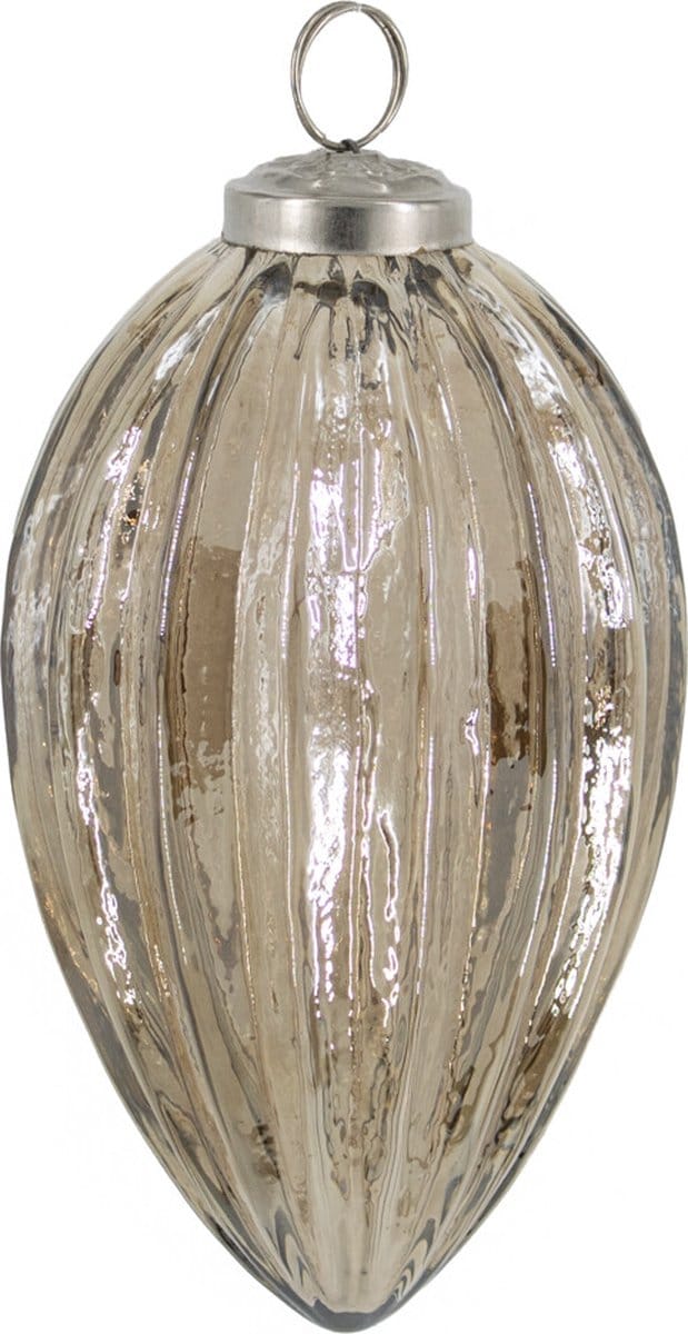 Glazen kerstbal ovaal brons