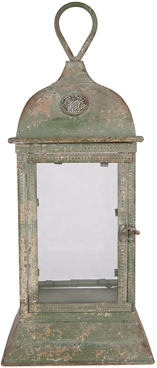 Clayre & Eef Lantaarn 20x20x49 cm Groen Metaal
