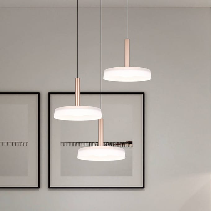 Trio Lighting LED hanglamp Celeste, wit/bruin, Ø 35 cm 3-lamps glas dimbaar