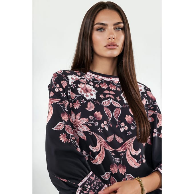 Bloemengeborduurde Crêpe Blouse