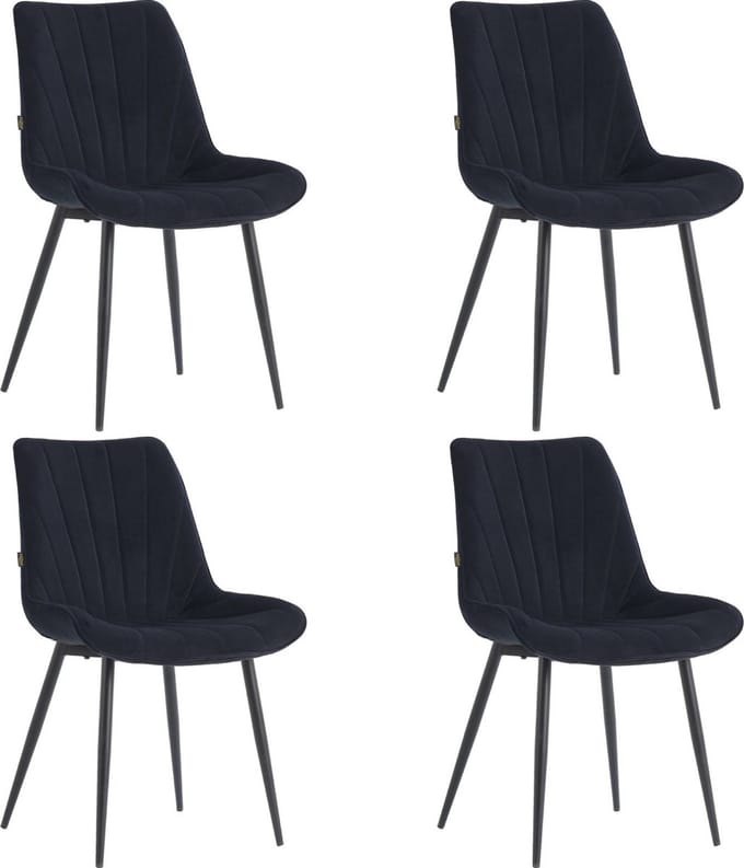 Colenis® - Lesedi Eetkamerstoel - Set Van 4 - Zwart - Velvet