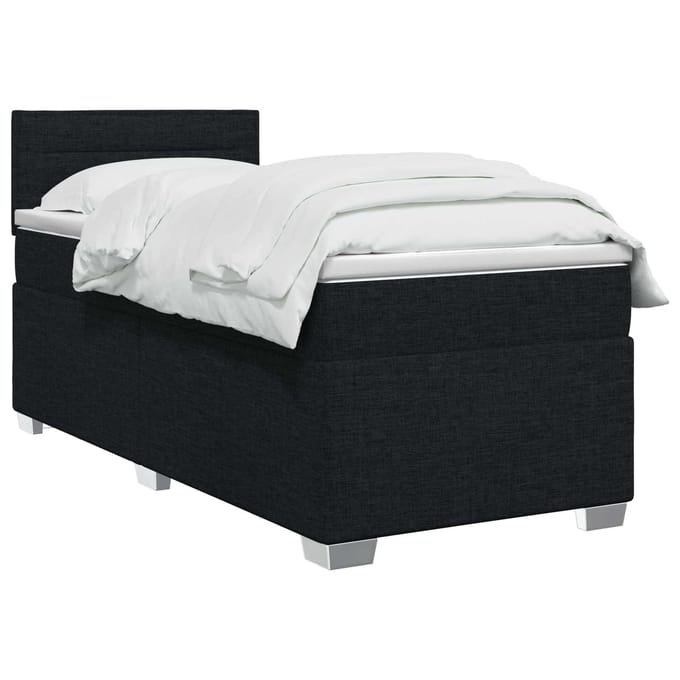 vidaXL - Boxspringbed - met - matras - met - hoofdeinde - Zwart - 100 - x - 200 - cm - Stof