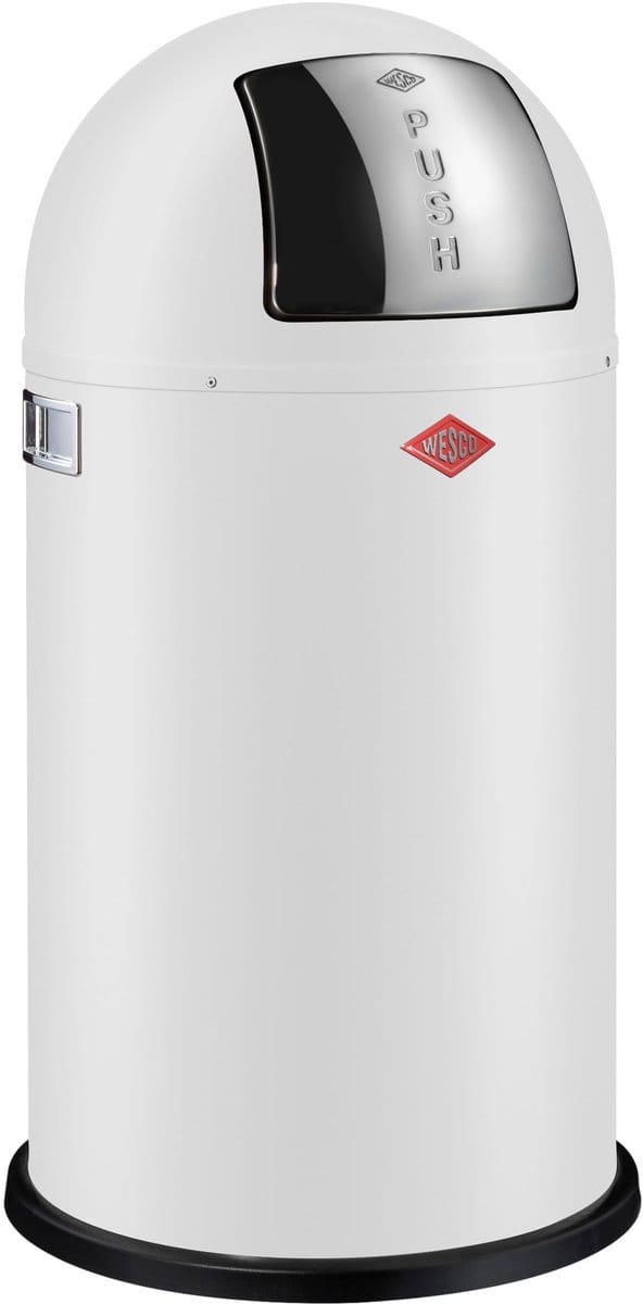 WESCO Pushboy Prullenbak | 50 Liter | Metaal - Mat wit | Vuilnisbak - Made in Germany