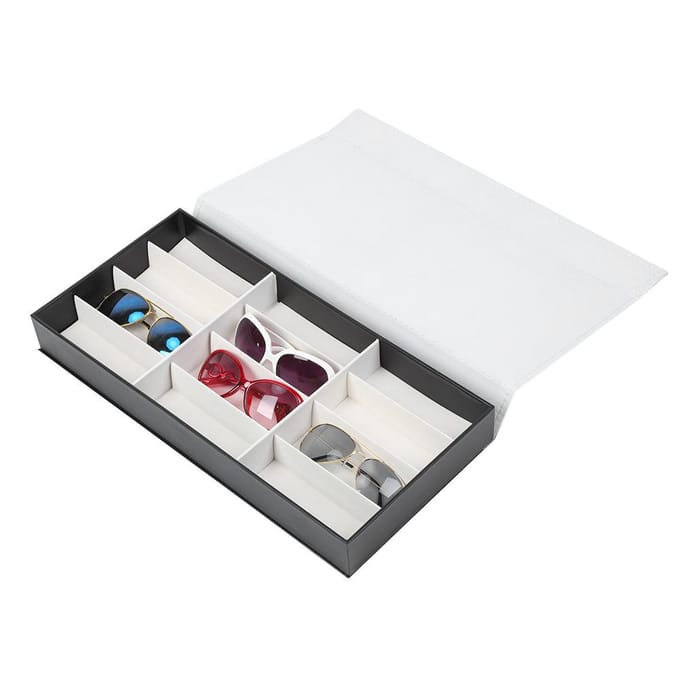 12 Vakken Stofdicht Sieraden Brillen Organizer Zonnebrillen Display Container Opbergdoos black