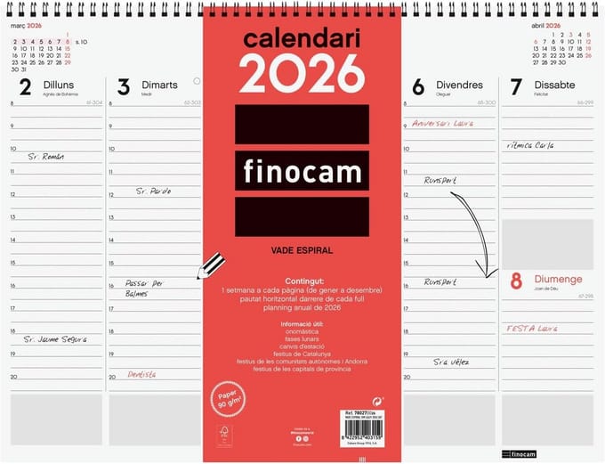 Spiraalgebonden Weekplanner 2026 voor 12 Maanden - Neutraal Ontwerp