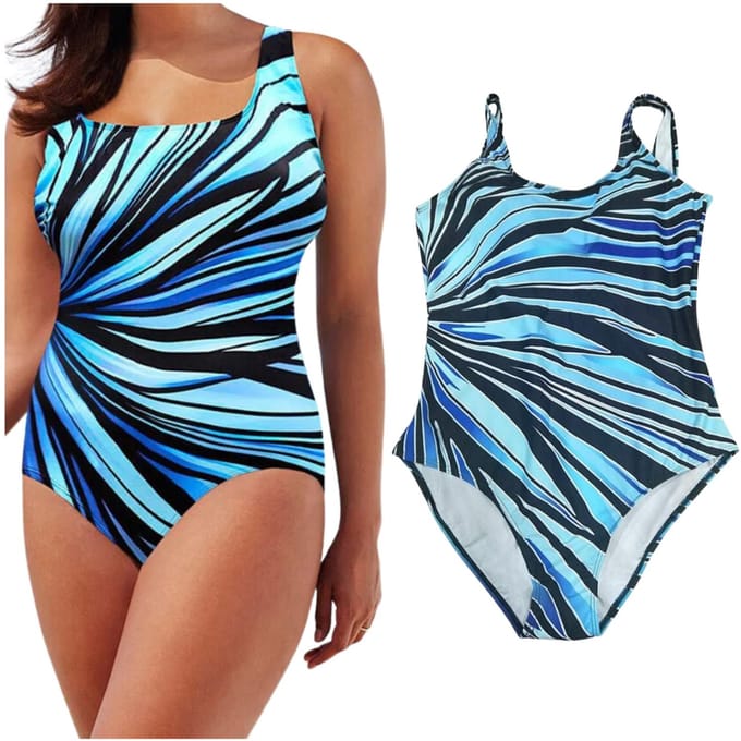 Sapphire Gabriella Serie - Modelleren Badpak - Plus Size - Blauw - Gestreept