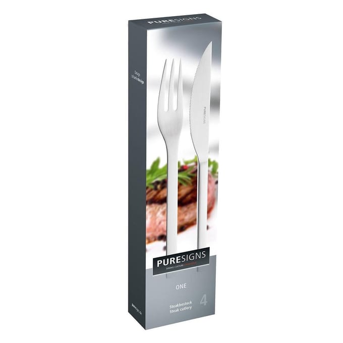 Puresigns One steakbestek 20,5 cm rvs mat 4-delig