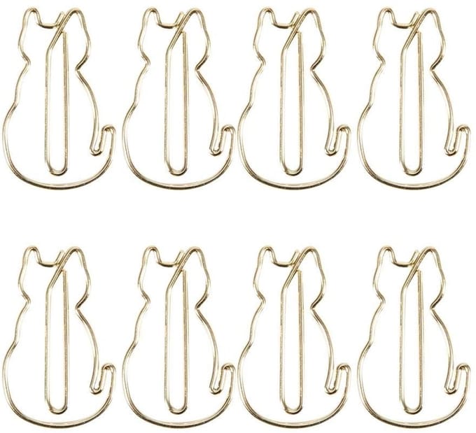 Dailygoods- Paperclips Katvormig 12 Stuks - Uniek Ontwerp - Duurzaam Metaal - Multifunctioneel - 3x2 cm - Lange Levensduur - Clips