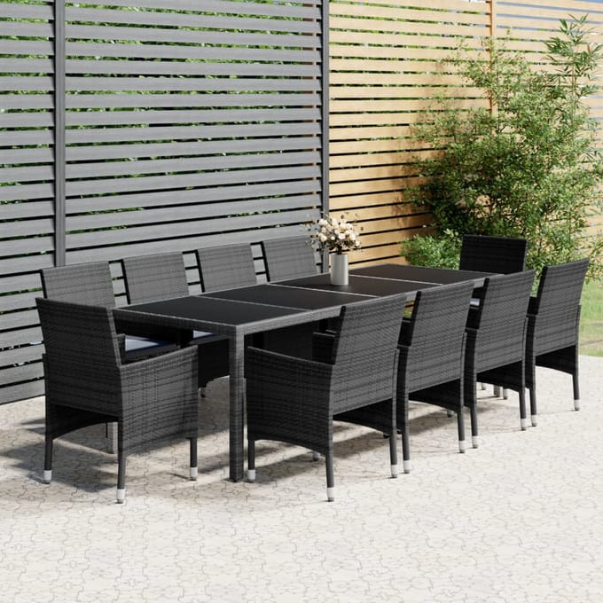 vidaXL - 11-delige - Tuinset - poly - rattan - grijs