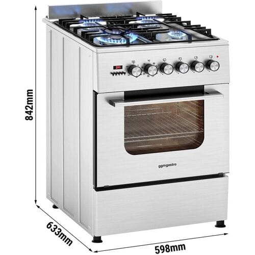 GGM Gastro Gasherd - 8,4 kW - 4 Brenner - inkl. Elektrobackofen - 3,85 kW