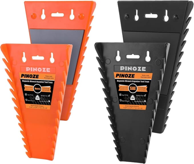 Set van 4 Magnetische Moersleutelorganizers voor SAE & Metrische Sleutels