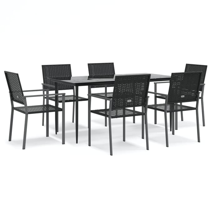 vidaXL - 7-delige - Tuinset - poly - rattan - en - staal