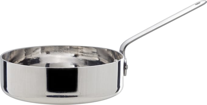 Mini koekenpan/hapjespan - 12 cm - Aluminium - RVS - kleine pan - Hapjespannen
