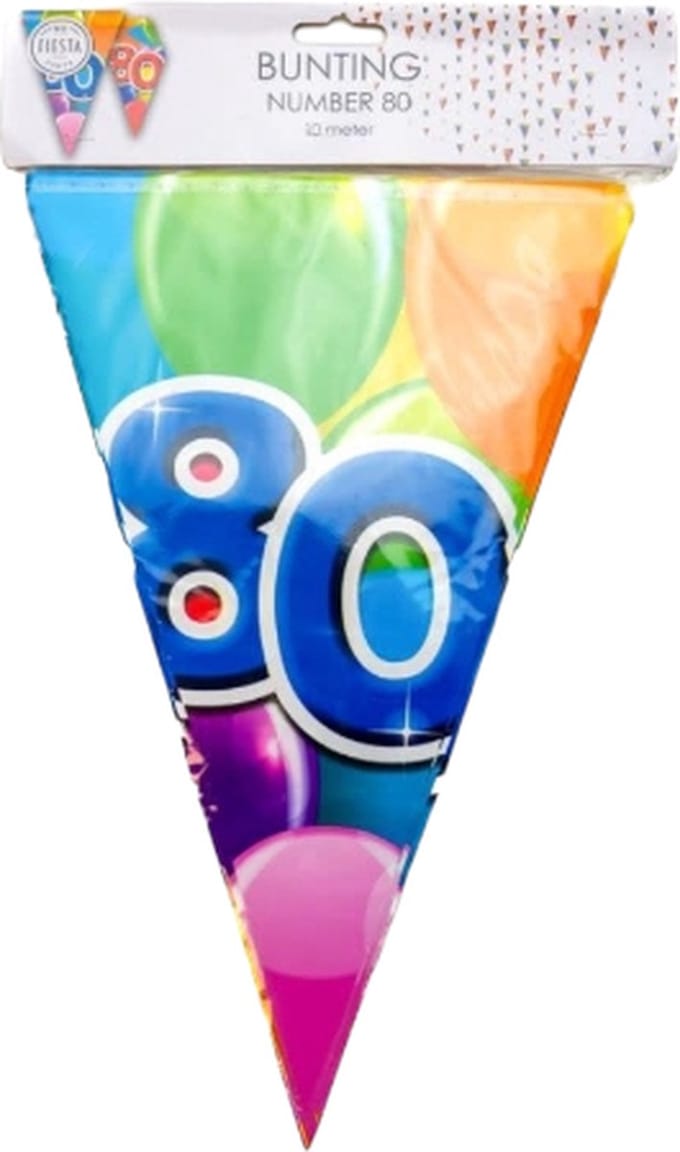 BUNTING 10M – 2-SIDE PRINT – FLAGSIZE 20X30CM – ‘80’