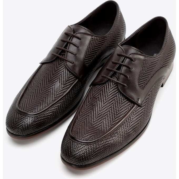 Wittchen Heren Derby schoenen van echt leer met vlechtwerk, donkerbruin