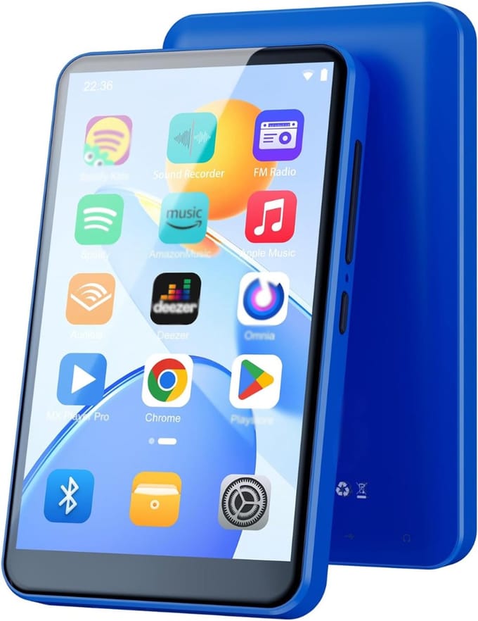 SNJY® MP3 Speler Bluetooth - MP4 Speler - Muziek Speler - Touchscreen - 80GB - Blauw