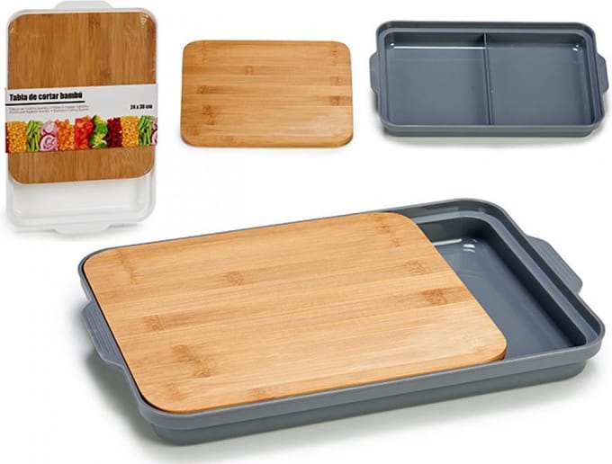 AK Kitchen - Bamboe snijplank met opvangbak - Wit