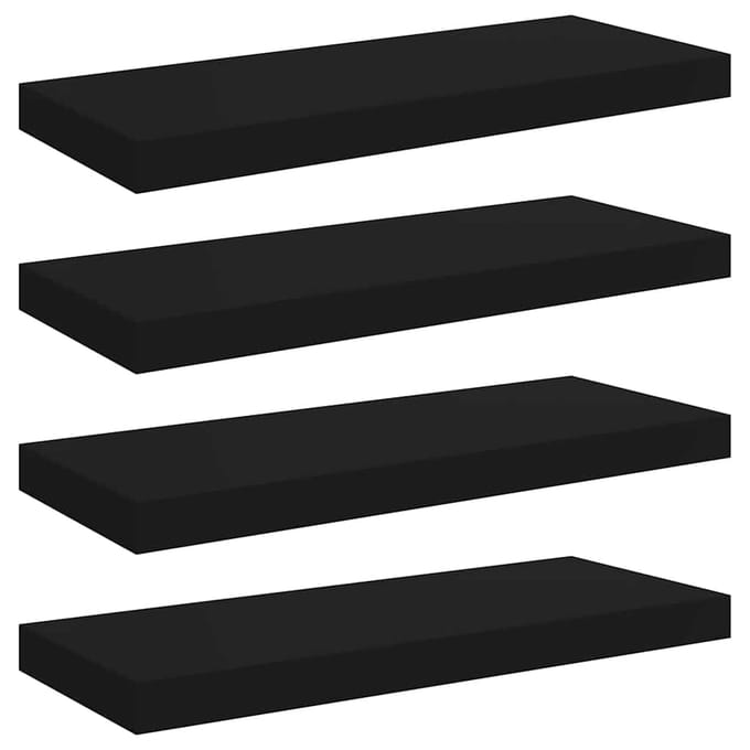 vidaXL - Wandschappen - zwevend - 4 - st - 60x23,5x3,8 - cm - MDF - zwart