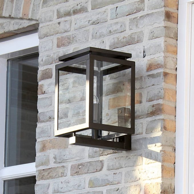 KS Verlichting - wandlamp - De Vecht - zwart - bewegingssensor - E27 - modern - vierkant - aluminium