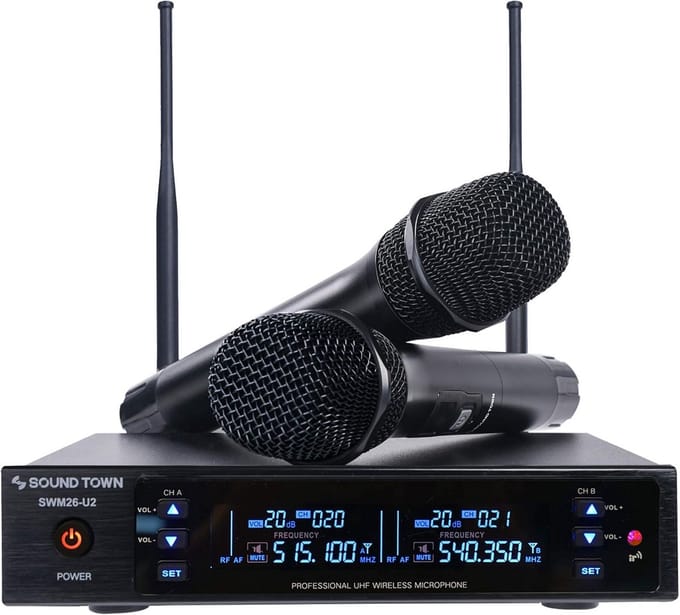 Draadloos Microfoonsysteem met 2 Handheld Microfoons UHF Diverse Kanalen