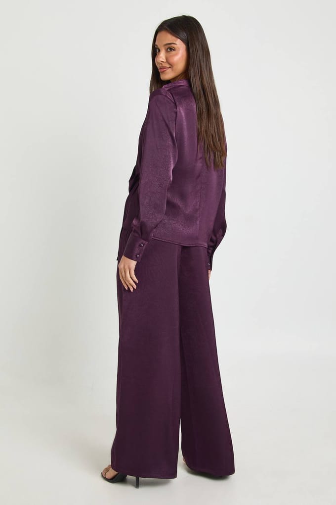 boohoo Dames Wijde Broek met Elastische Taille | Fig | Maat: 34