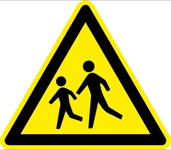 Waarschuwingssticker spelende kinderen 100 mm