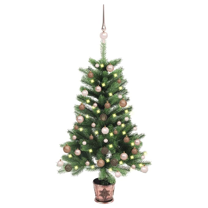 vidaXL - Kunstkerstboom - met - verlichting - en - kerstballen - 65 - cm - groen