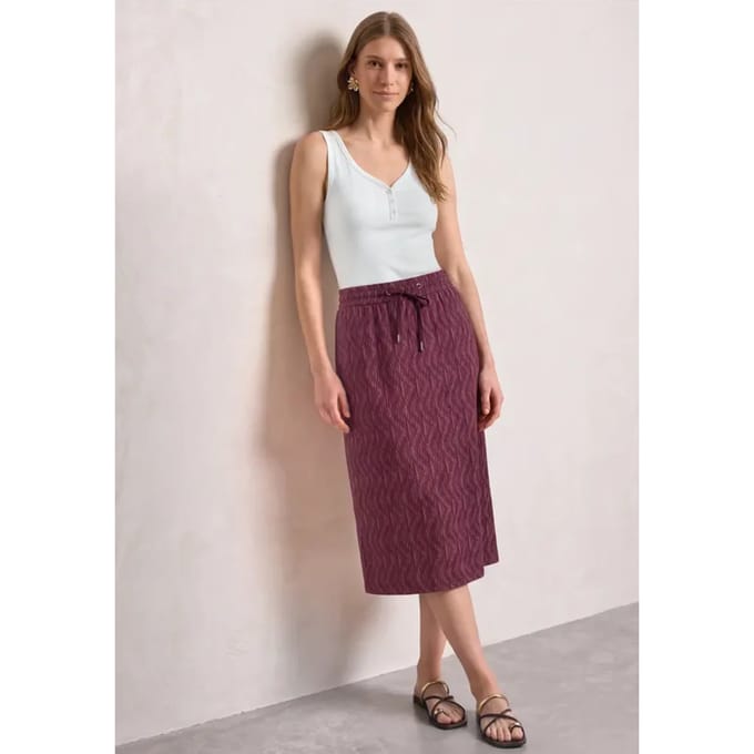 Midirok met elastische tailleband en print