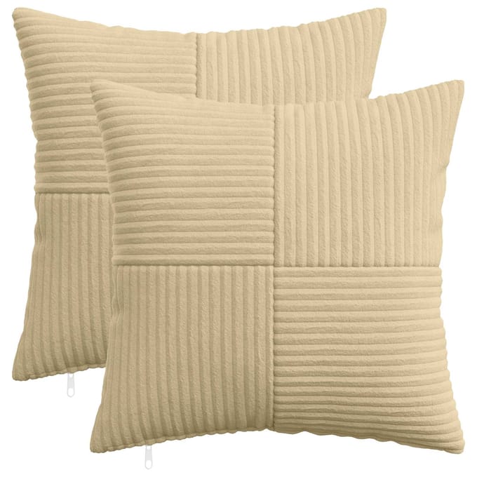 vidaXL - Kussensloop - 2 - st - ALMELO - Grijs - Groen - 40 - x - 40 - cm - corduroy
