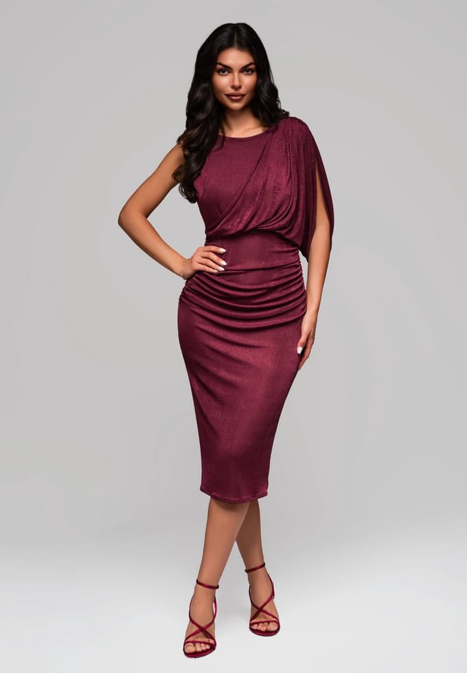 LARICA Jurk - Rits - Jurk Donkerrood S