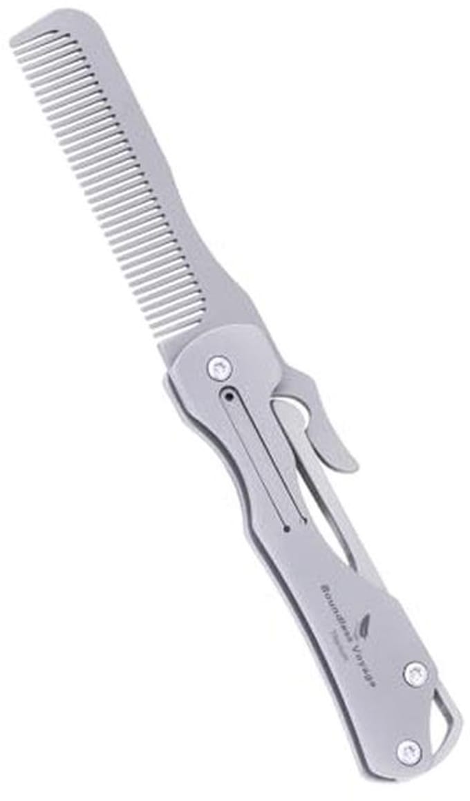 Opvouwbare Titanium Zakkam voor Heren - Compacte Haarstyling en Baardverzorging